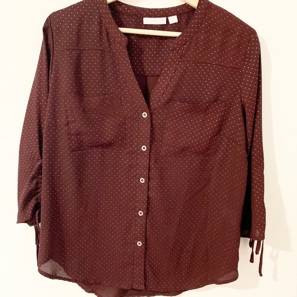New York and Company Red Button Down Shirt  Small